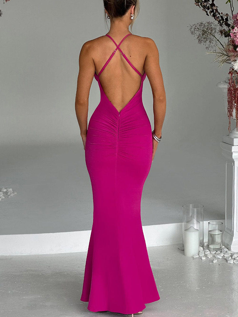 La Belle Low-cut Halter Dress