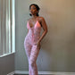 See Through Halter Back Jumpsuit