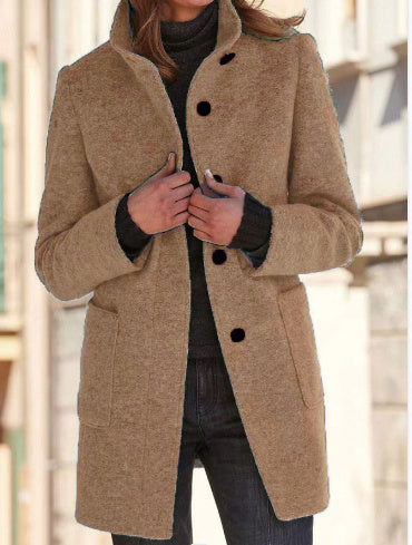 Standing Collar Woolen Coat