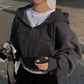 Loose Long Sleeve Zipper Pocket Hoodie For Women