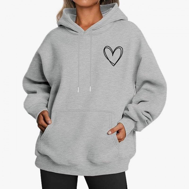 Brushed American Style Casual Hoodie For Women