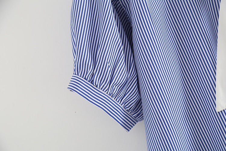 Elegant Cotton Pullover Sailor Collar Shirt