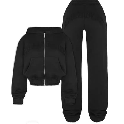 2 Piece Cropped Hooded Sweatsuit