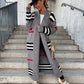 Long Striped European And American Style Cardigan For Women