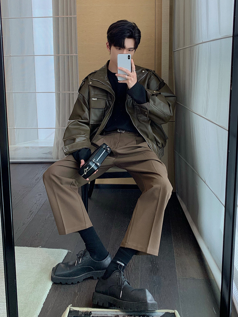 Men's Biker Faux Leather Jacket