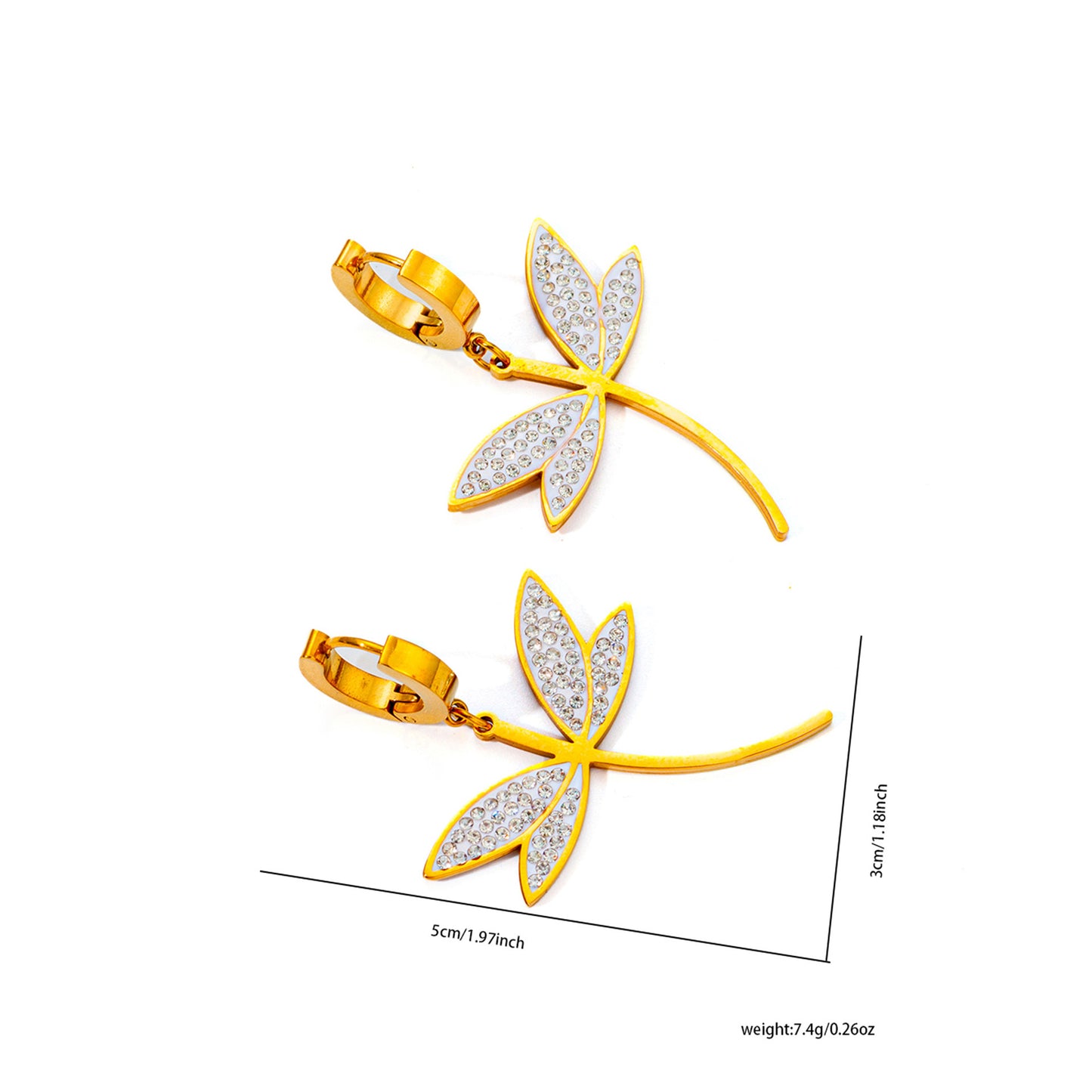 Dragonfly Titanium Steel Micro Rhinestone  Set
