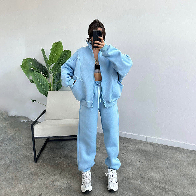 2 Pcs Sports Suits with  Drawstring Trousers