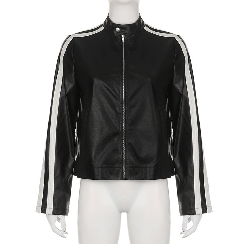 Locomotive Style Leather Jacket