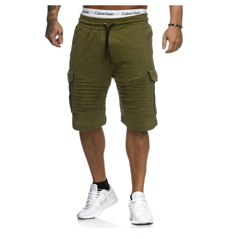 Men's Pleated Drawstrings Shorts