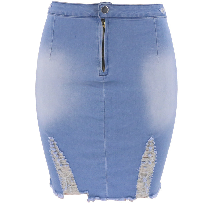 Distressed Denim Skirt