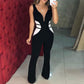 Color Contrast One-piece Bell-Bottoms
