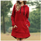 Solid Color Pocket Long Sleeve Hoodie For Women