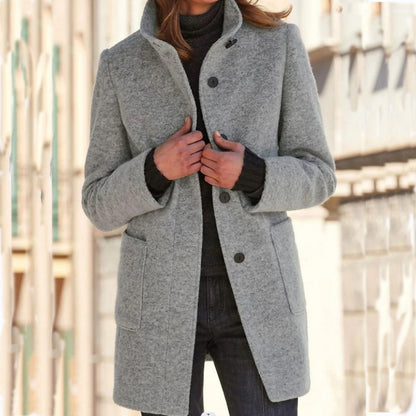 Standing Collar Woolen Coat