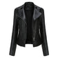 Beaded Leather Long-Sleeved Motorcycle Jacket