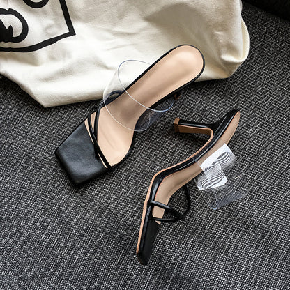Women's Square Toe Transparent Sandals