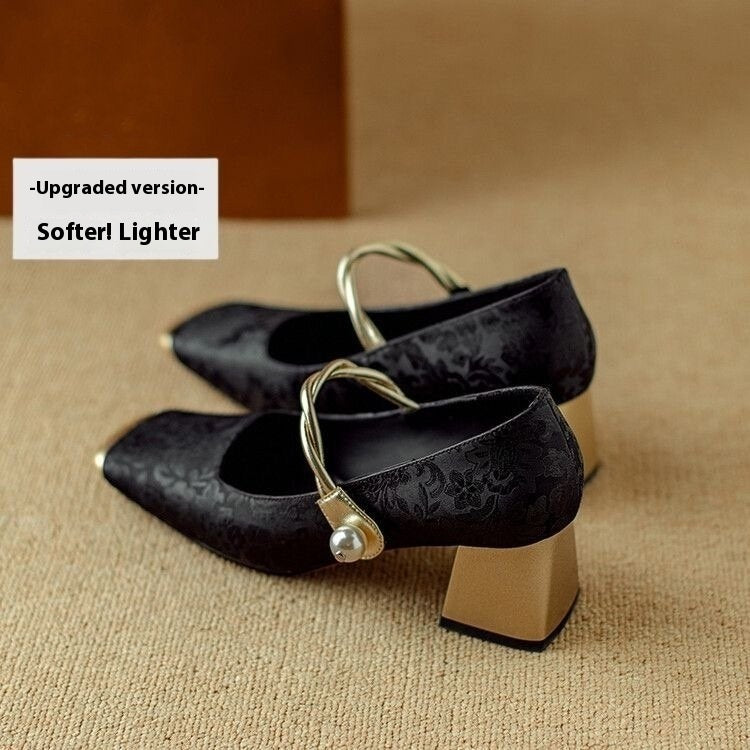French Lux Embossed Silk Heels
