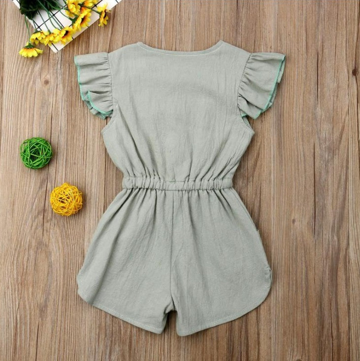 Toddler Girl Ruffled Sleeves Romper