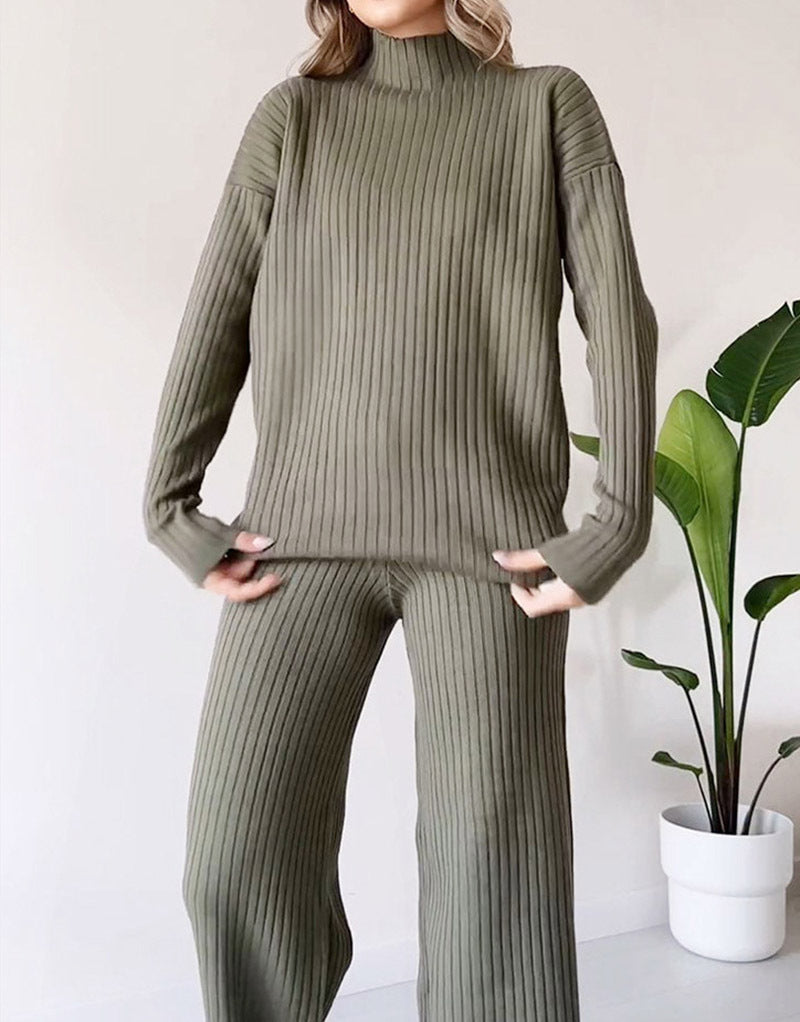 2 PCS Turtleneck Knitted Suit