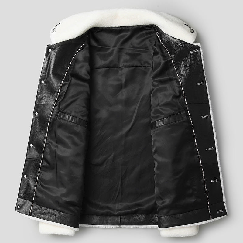 Men's White Grain Lamb Fur Jacket