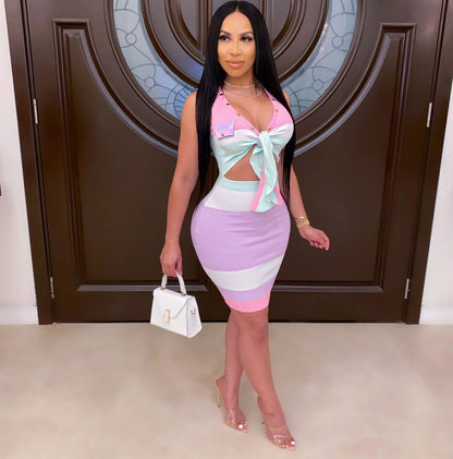 V-Neck Bodycon Dress