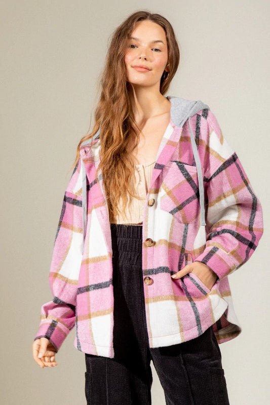 Women's Hooded / Woolen Plaid Shirt
