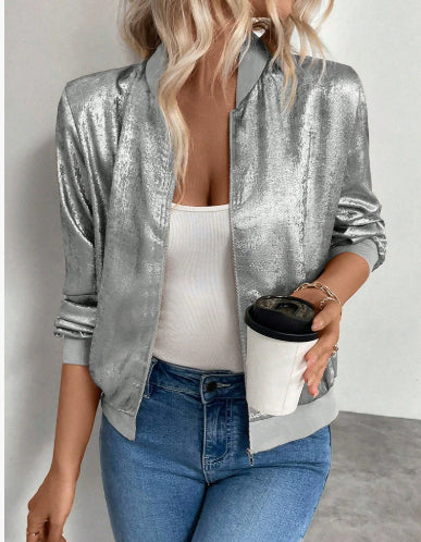 Slim Fit Slimming Casual Zip Jacket Top