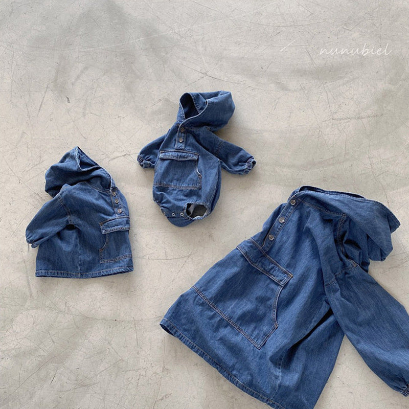 Baby's Denim Hooded Romper