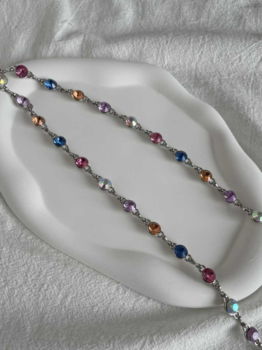 Colorful Rhinestone Waist Chain