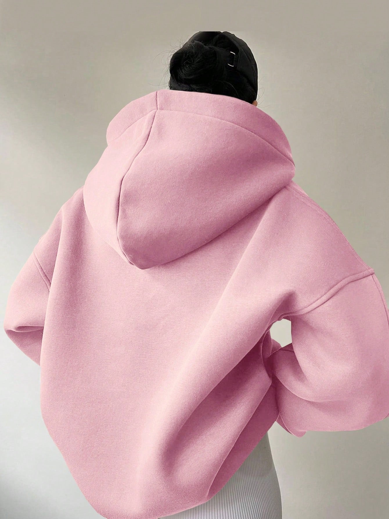 Solid Color Long Sleeve Loose Hoodie For Women