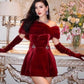 Women's Off-the-shoulder Plush Dress