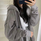 Loose Long Sleeve Zipper Pocket Hoodie For Women