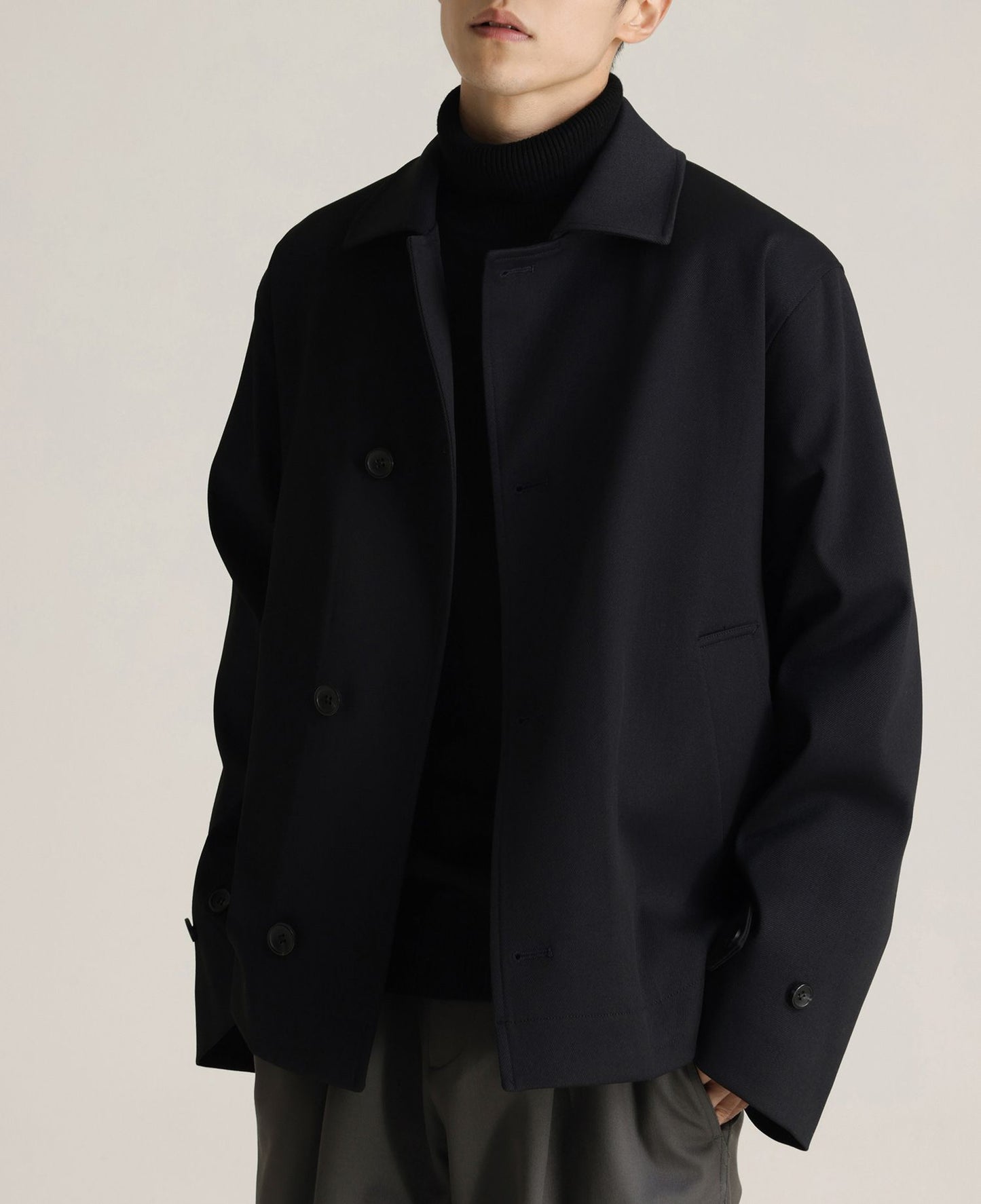 Men's Twill Blended Turn-down Collar Coat