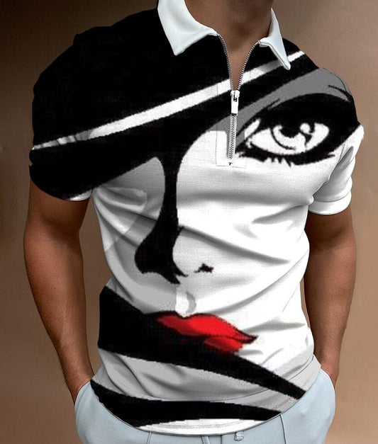 Men's Face Art Printed Short Sleeve T-shirts