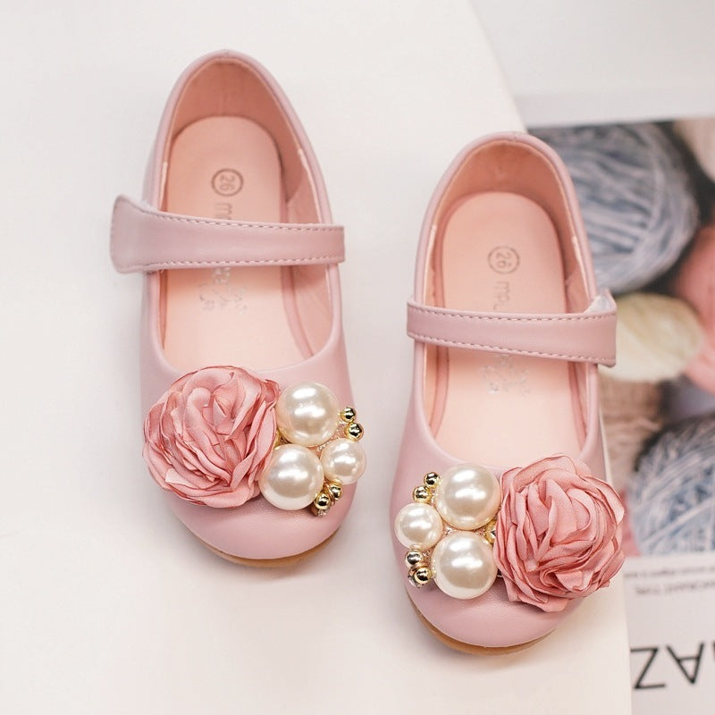 Girls Pearl Bow Princess Shoes