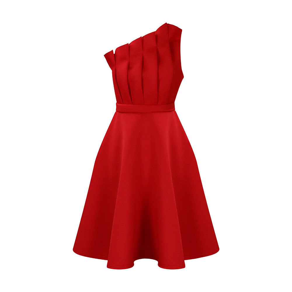 Women's One-shoulder Ruffles Dress