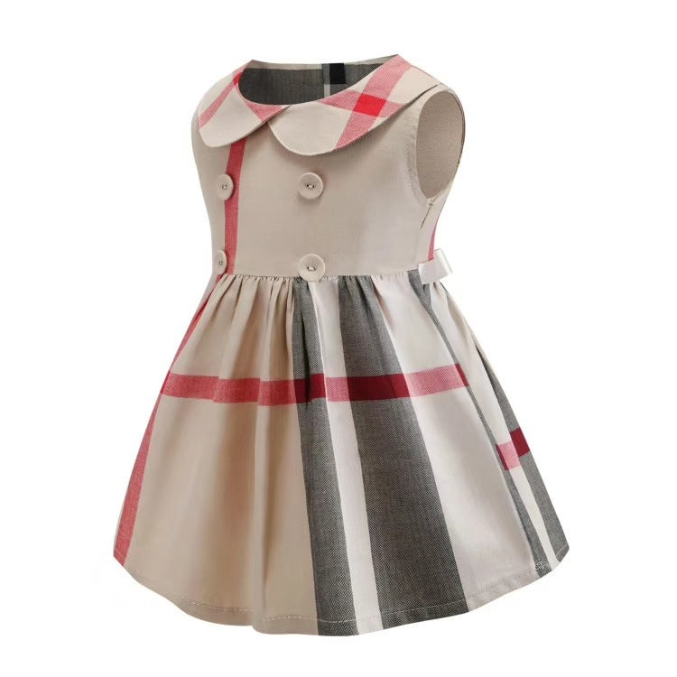 Children's Double-breasted Sleeveless Dress