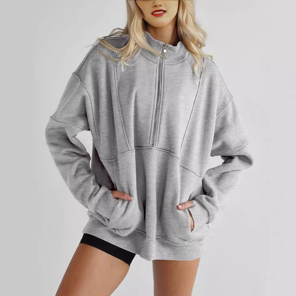 Zipper Pocket Casual Exercise Hoodie For Women
