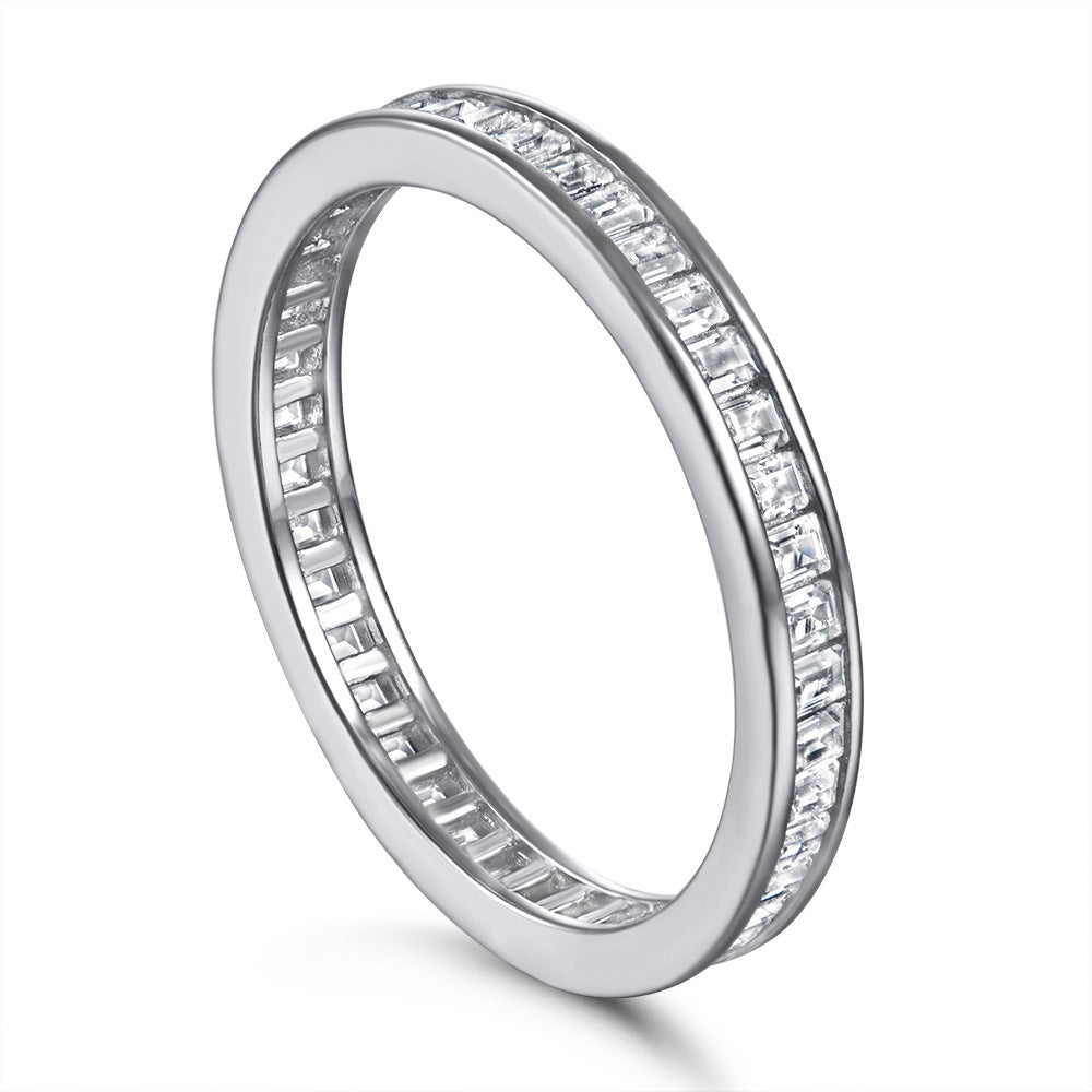 Sterling Silver Diamond-studded Ring