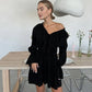 V-Neck  Ruffled Sleeve Dress