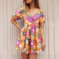 Printed V-Neck  Beach  Dress