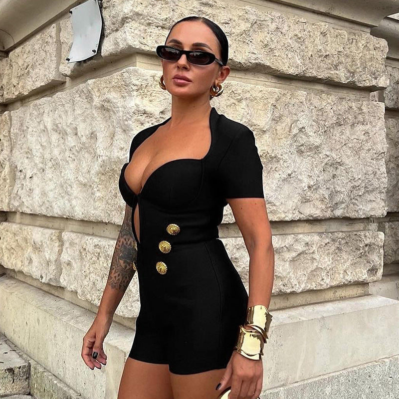 One-piece Deep Neck Romper