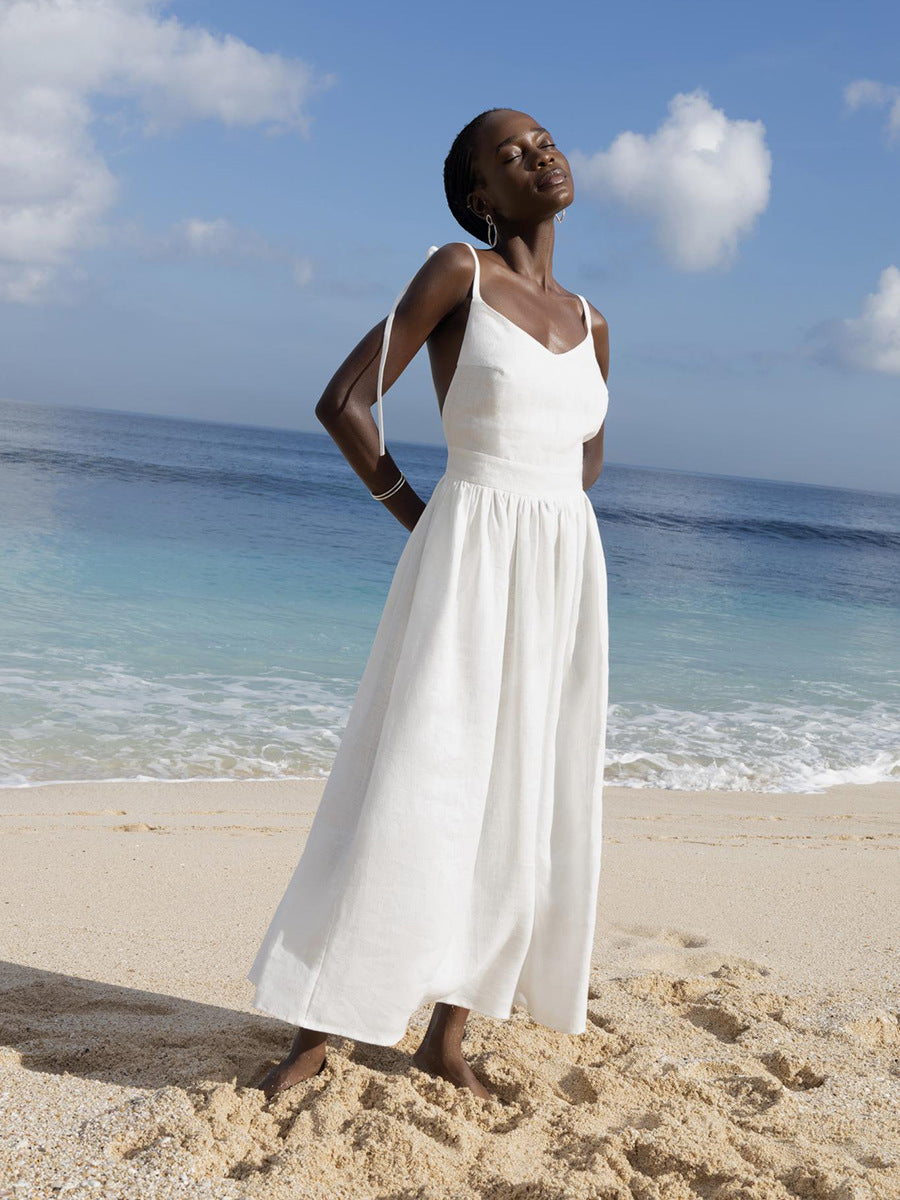 Cotton Backless Spaghetti Strap Dress