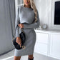 Women's Long-sleeved Ribbed 2pcs Suit.