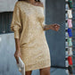 Fashion Oblique Shoulder Sequins Dress Ins Long-sleeved Dresses For Party Women's Clothing