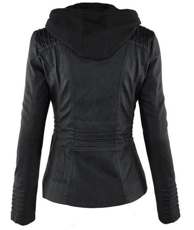 Leather/PU Detachable Hooded Jacket