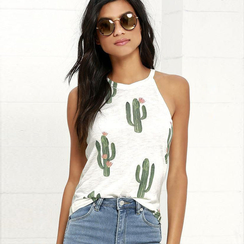 Women's Cactus Print T Shirt