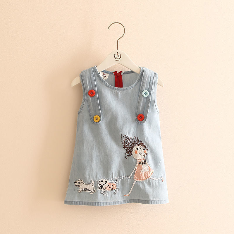 Girl's Embroidered Denim Tunic