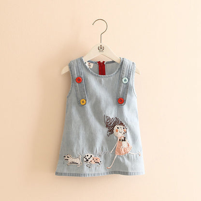 Girl's Embroidered Denim Tunic