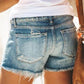 Women's Ripped Fringed Denim Shorts