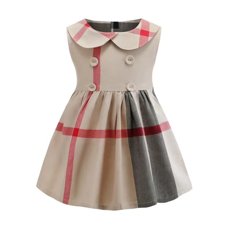 Children's Double-breasted Sleeveless Dress